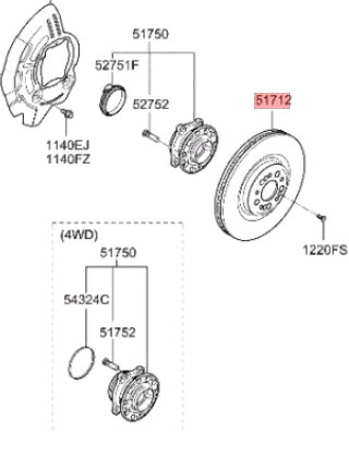 Тормозные диски передние /51712D2110/ Genesis G90